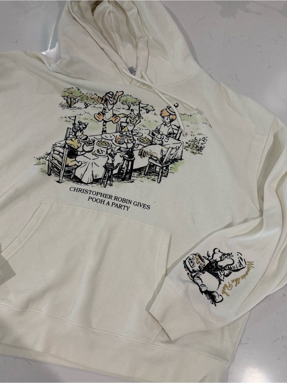 XXL Disney Womens Cream Christopher Robin Pooh Pullover Hoodie Plus Size 2X Top - Picture 13 of 13